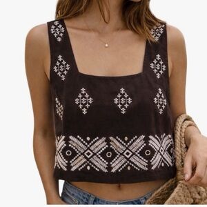 Calypso St Barth NWT Embroidered Linen Tank